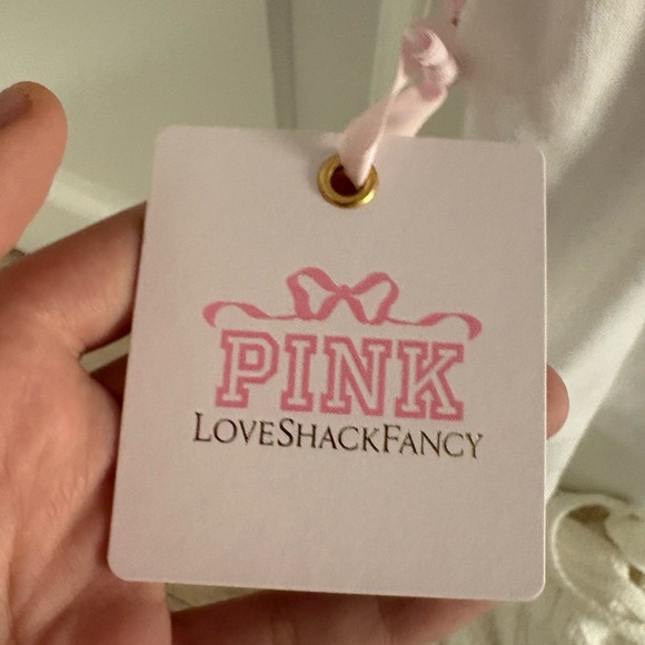 Pink Victoria’s Secret x love shack fancy size xs shirt ! Need gone asap paid 35 - Picture 4 of 4